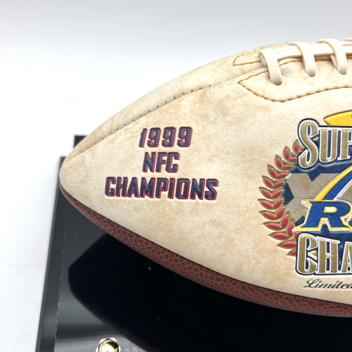 St. Louis Rams Super Bowl XXXIV Champions Limited Edition Football W/ Stand 1999 - Picture 3 of 13