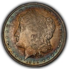 1902-O $1 Morgan Silver Dollar - Rainbow Target Toning - BU - SKU-D7450