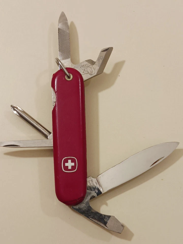 Vintage Wenger Delemont 85mm Red Pocket Knife Swiss Army Multi-Tool 6 tool SAK - Image 2 of 4