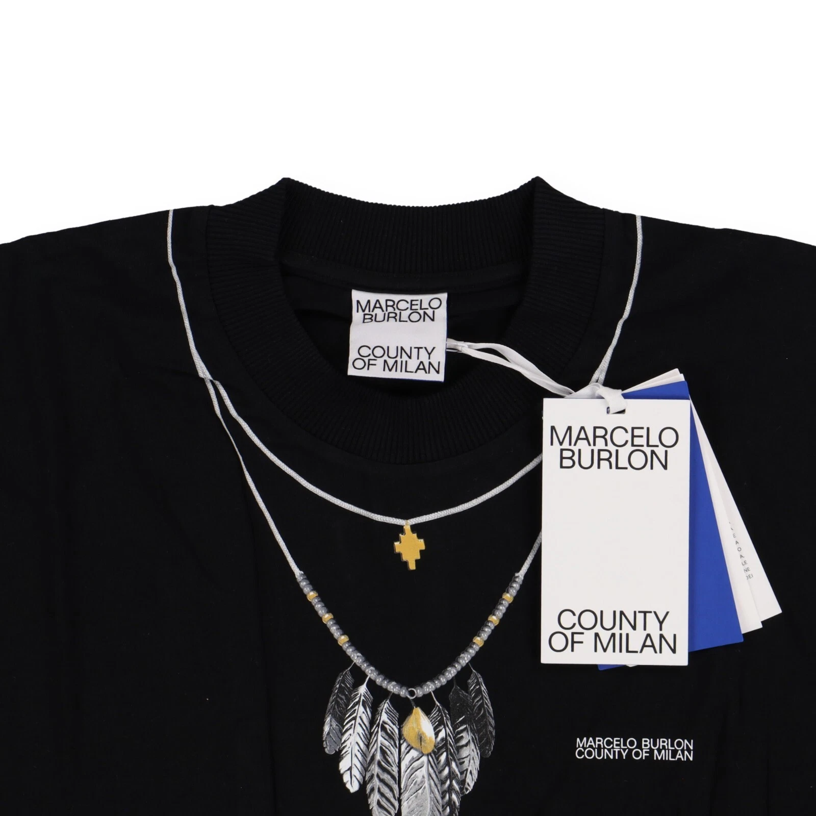 Canotta Marcelo Burlon Collana Piuma Nera Taglia M FW21 $290