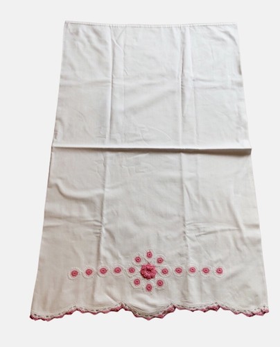 VNT Cotton Pillow Cases Embroidered Pop Up Crochet Pink Flower Scalloped Edge - 第 11/19 張圖片