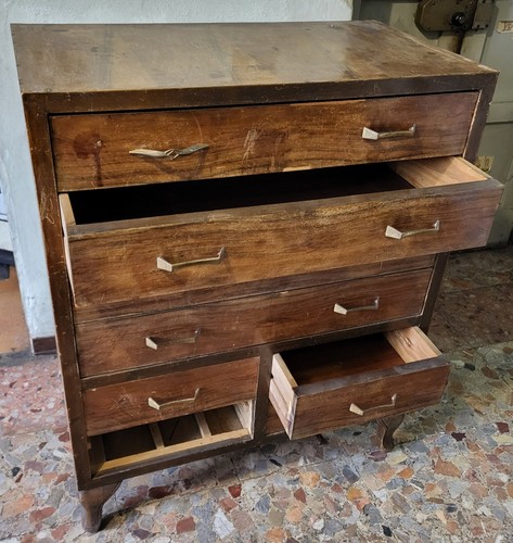 Cassettiera Mid-Century in legno massello, Italia, buone condizioni - Foto 3 di 10