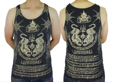 WORK Tiger Muay Thai Tattoo Tank Top Men Black Sak Yant Amulet Gym Workout WK06