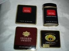 VTG LOT OF 4 CIGAR TINS - SWISHER SWEETS, DANNEMANN SPECIALE, 2 LA CORONA WHIFFS
