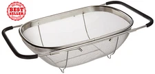 Over Sink Stainless Steel Adjustable Colander Strainer, Fine Mesh