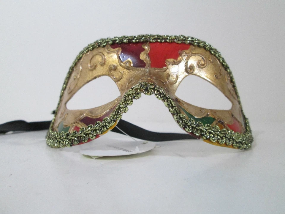 KBW Fancy Gold Red Green  Mask  Masquerade Party Mardi Gras Cosplay - Image 2 of 2