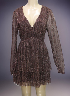 Mi Ami Francesca's Women's Dress Long Sleeve Brown Size L