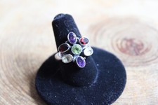 Amethyst, Garnet, Peridot, Citrine  Sterling Silver Ring size 7