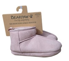 Bearpaw Girls Medium Pink Microsuede Ankle Bootie Slippers New