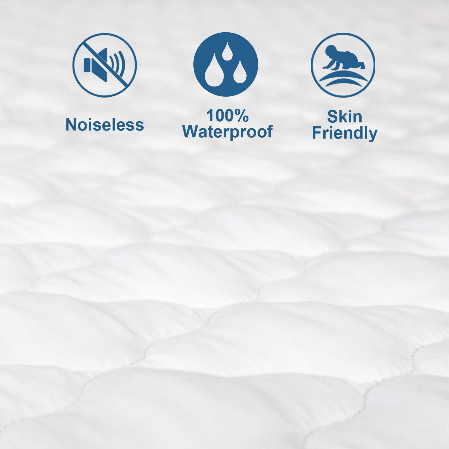 Twin XL Mattress Pad Protector Waterproof Quilted, Fitted w/Deep Pocket to 14"