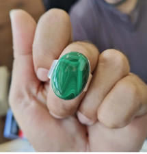 Malachite Gemstone Ring Solid 925 Sterling Silver Partywear Ring All Size R338