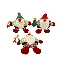 Vintage Folk Art Plush Stuffed Christmas Santa Claus Tree Ornaments 6" Lot of 3