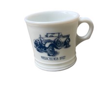 Vintage Milk Glass Mercedes Benz 1927 Coffee / Shaving Mug Surrey / Made In USA
