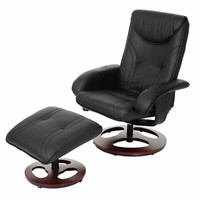 Relaxsessel MCW-C46, Fernsehsessel Sessel Mit Hocker, Kunstleder Schwarz
