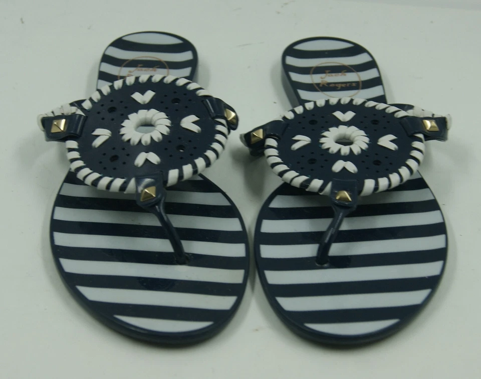 Sandalias chanclas Jack Rogers Georgica Jelly para mujer talla 8 azul marino blanco a rayas Foto 4 de 4