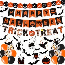 Party Decorations Set - Happy Halloween Trick or Treat Banner
