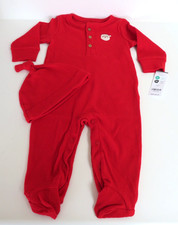 NEW Carter's RED CHRISTMAS SANTA 2pc Thermal Weave Pajamas  Stocking Cap 9M NWT