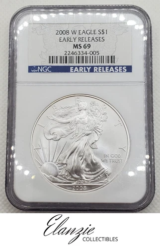 2008-W Burnished American Silver Eagle Early Releases NGC MS69