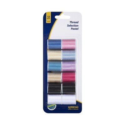 Korbond Pastel Thread Selection 12 Spools pack spun Polyester Sewing Machines