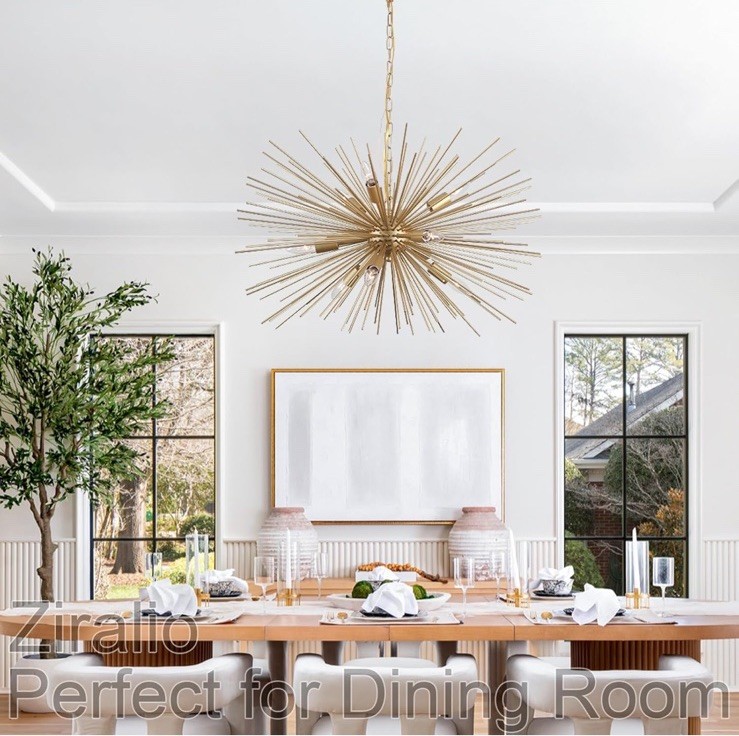 Modern Gold Sputnik Chandelier 9-Light Dining Room