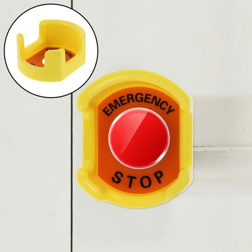 4pcs Emergency Stop Button Protective Cover With Warning Sign - Push Button
