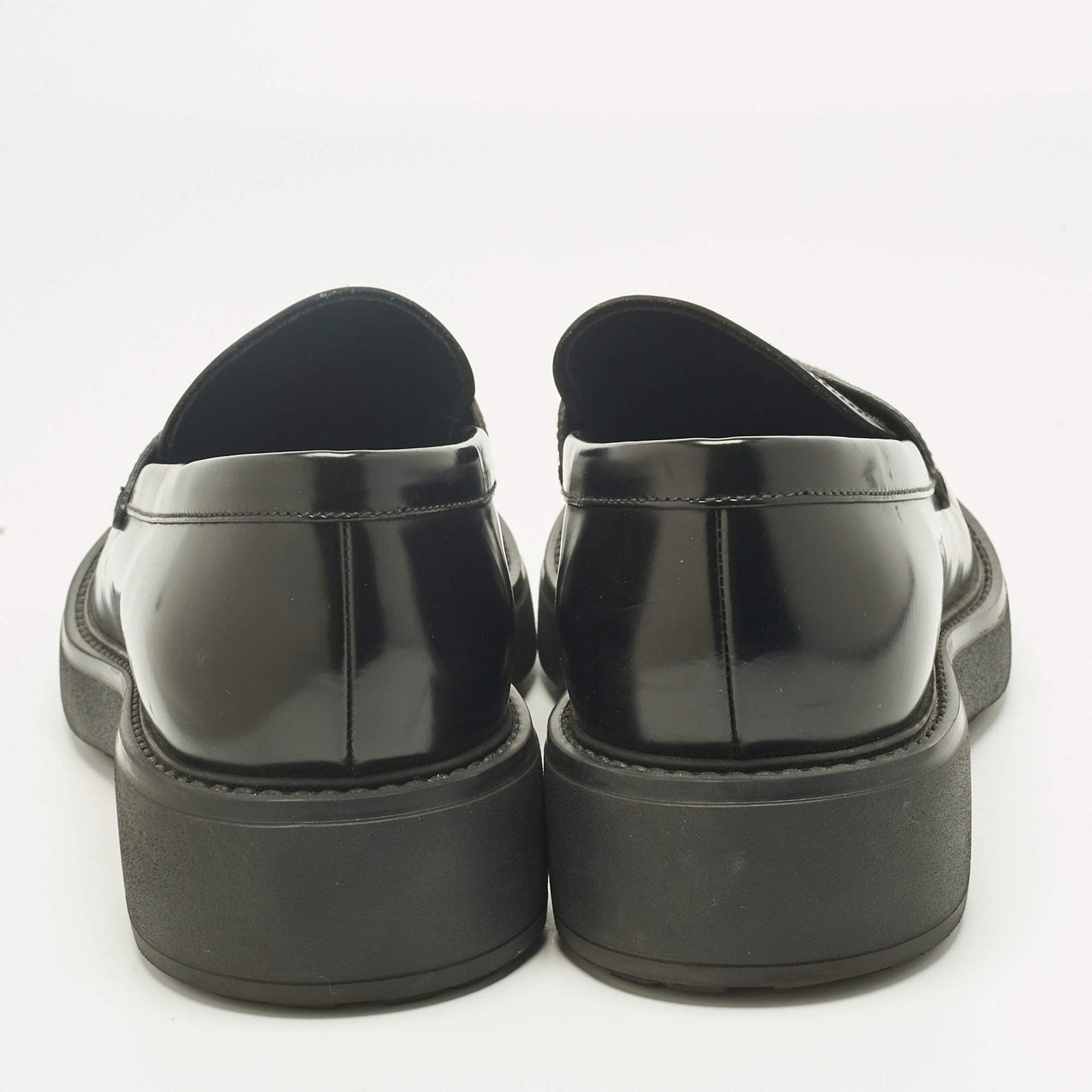 Prada Black Leather Slip On Loafers Size 42 thumbnail 5
