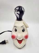 Vintage Halloween Happy Spooky Ghost Lamp w/G...