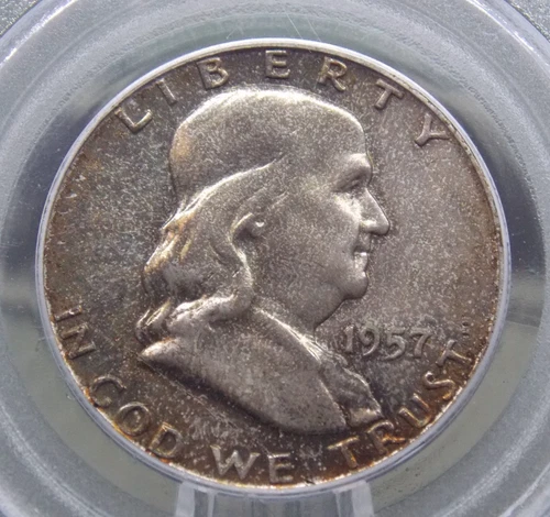 1957 "P" Franklin Half Dollar 50c PCGS MS65 FBL #838 *FULL BELL LINES* Gem OGH