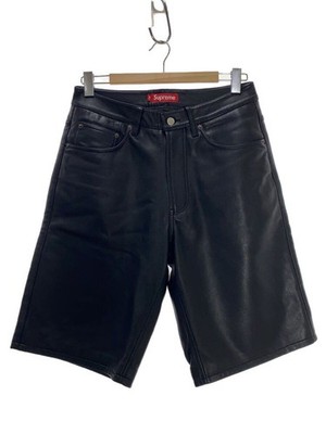 Supreme 24SS Baggy Leather Shorts, 30, Plain Black, Sheep Material