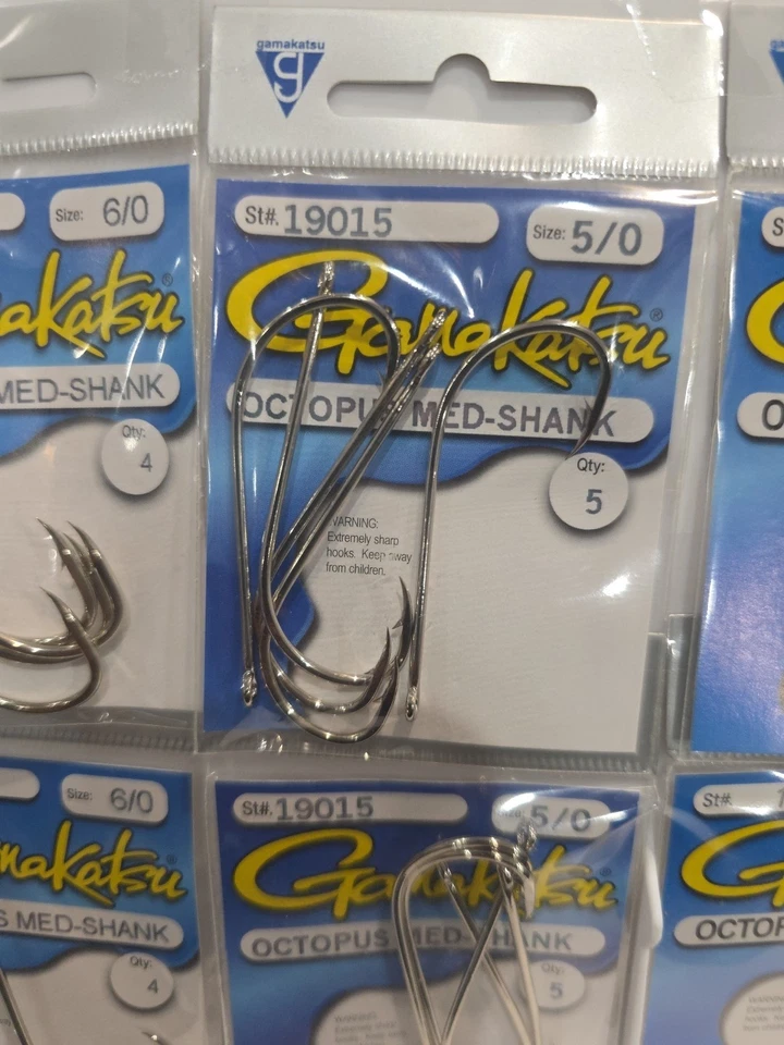 LOT OF 6 -GAMAKATSU OCTOPUS HOOKS MED SHANK NICKEL HOOK 4/0 5/0 6/0 FISHING HOOK - Image 4 of 4