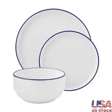 12 Piece Stoneware Dinnerware Set Microwave Safe Dishwasher Safe Plates Bowls US