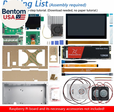 Raspberry Pi 5 Case with Screen (4.3'' Touchscreen), 128GB M.2