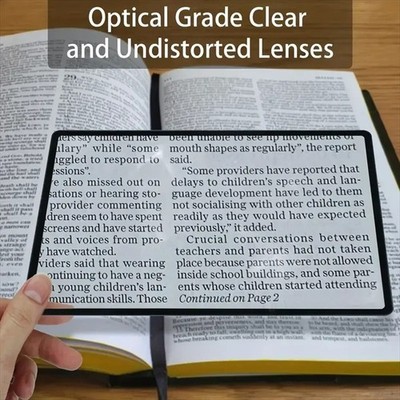 Full Page Magnifier Sheet Large Reading Magnifying Glass for Books Maps