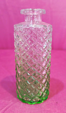Clear  Green Textured Glass Decorative Bottle, Diamond Pattern, 5 in