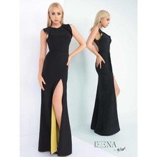 IEENA for Mac Duggal Black Column Ruffle Sleeve Dress Size 4