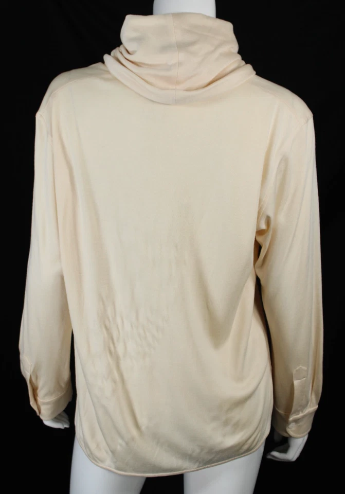 Top GIORGIO ARMANI Beige Mezcla Seda-Cachemira Tejido Gran Tamaño Cuadrado Capucha Cuello 38 Foto 4 de 4