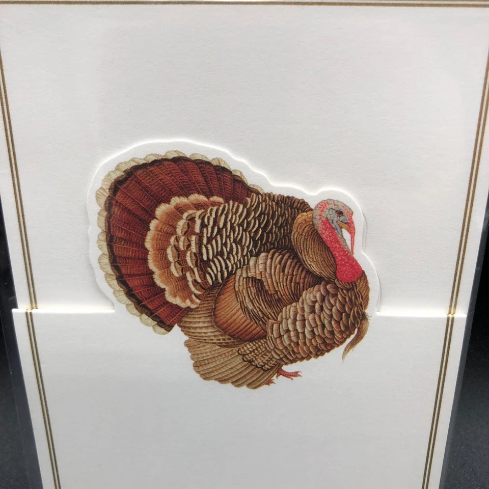 Caspari Die-Cut Place Cards, Thanksgiving Turkey Gold Trim -8 Cards Set -94905P - Image 2 of 4