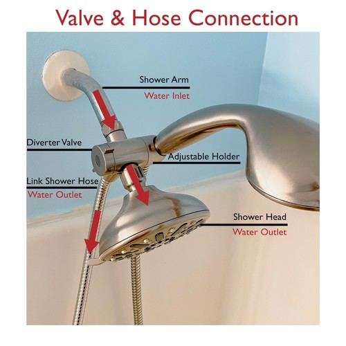Three-Way Shower Diverter and Hose in Satin Nickel - Picture 5 of 9