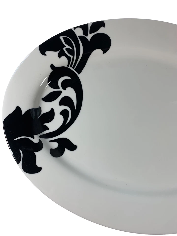 Martha Stewart Floral Lisbon Black/White ~Large Oval Serving Platter~Plate - Image 3 of 4