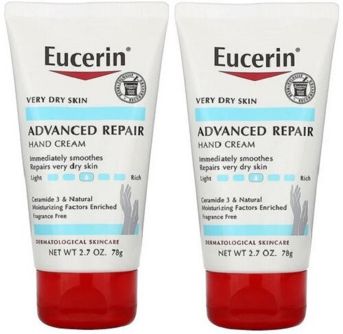 EUCERIN Advanced Repair Hand Cream 78g (2 TUBE BUNDLE), Fragrance Free, Dry Skin