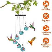 Bird Feeder Wind Chimes Humming Bird Feeder Garden Outdoor Hanging Feeder Decor