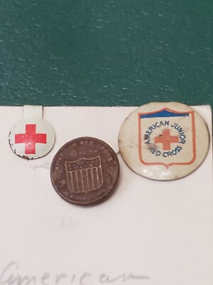 Lot Of 3 Vintage American Red Cross Pins Pro Patria Donor 