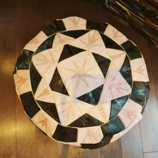 14" High X-Large Egyptian Handmade REAL LEATHER OTTOMAN Footstool Chair Pouf_NEW