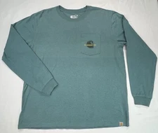 Carhartt Shirt Mens 2XL Teal Relaxed Fit Pocket Crew Neck Spruce C Graphic 1989