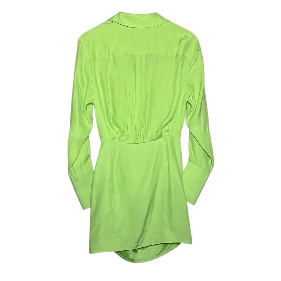 Gauge 81 Green Long Sleeve Naha Draped Shirt Mini Dress Size S Silk Blend - Image 4 of 4