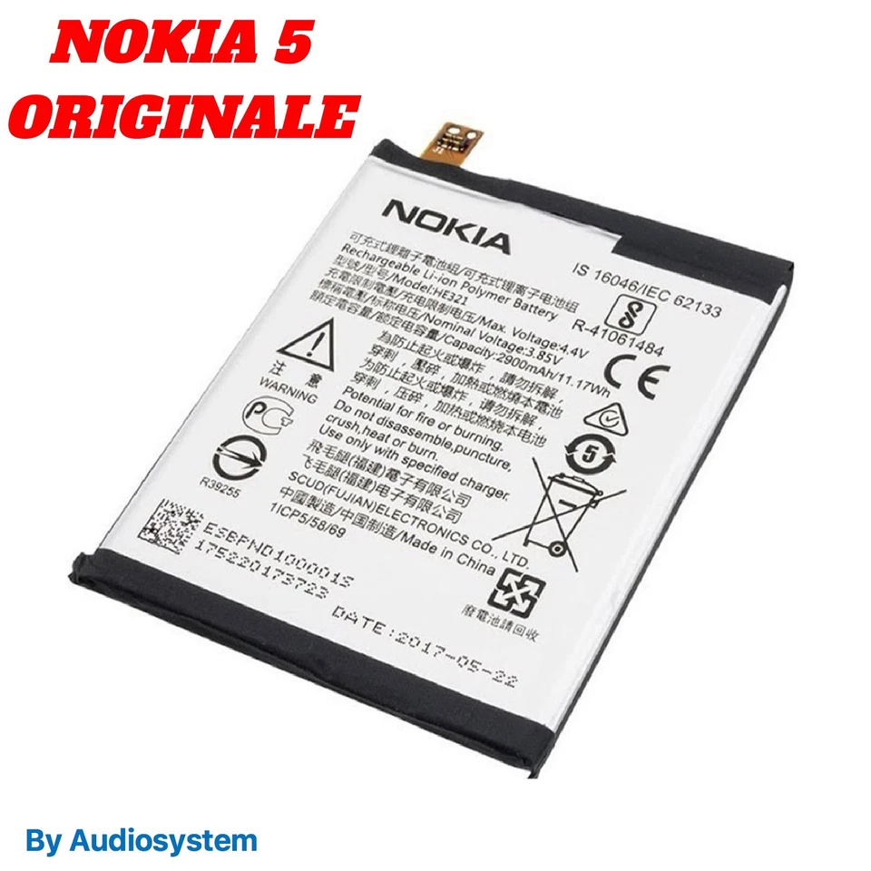 BATTERIA ORIGINALE NOKIA 5 N5, 3.1 TA-1063 / TA-1053 DS 2900MAH HE336 HE321