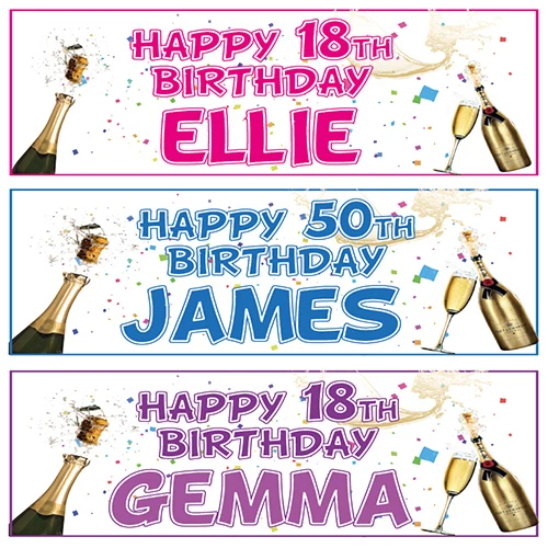 2 PERSONALISED BIRTHDAY PARTY BANNERS - 16th18th21st30th40th50th60th70th-ANY AGE