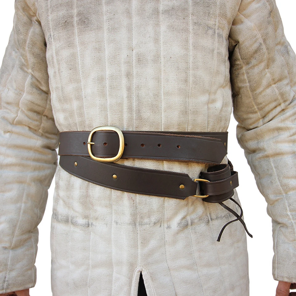 Renaissance Medieval Knights Templar Double Sword Belt Adult Leather Frog - Image 2 of 4