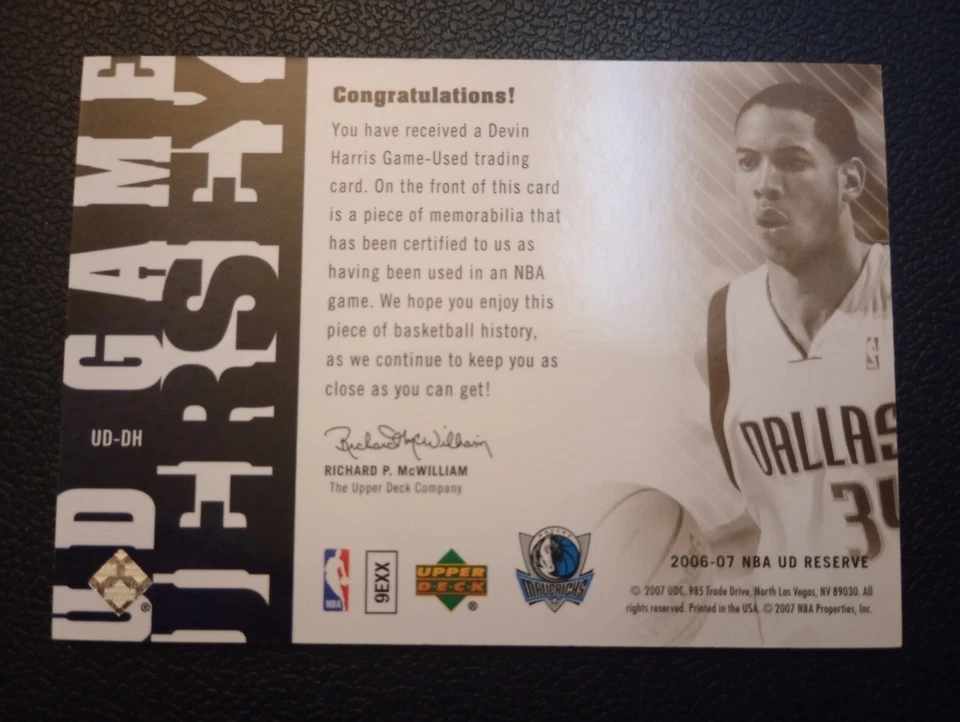 2006-07 UD Reserve Devin Harris JERSEY Mavericks - Image 2 of 2