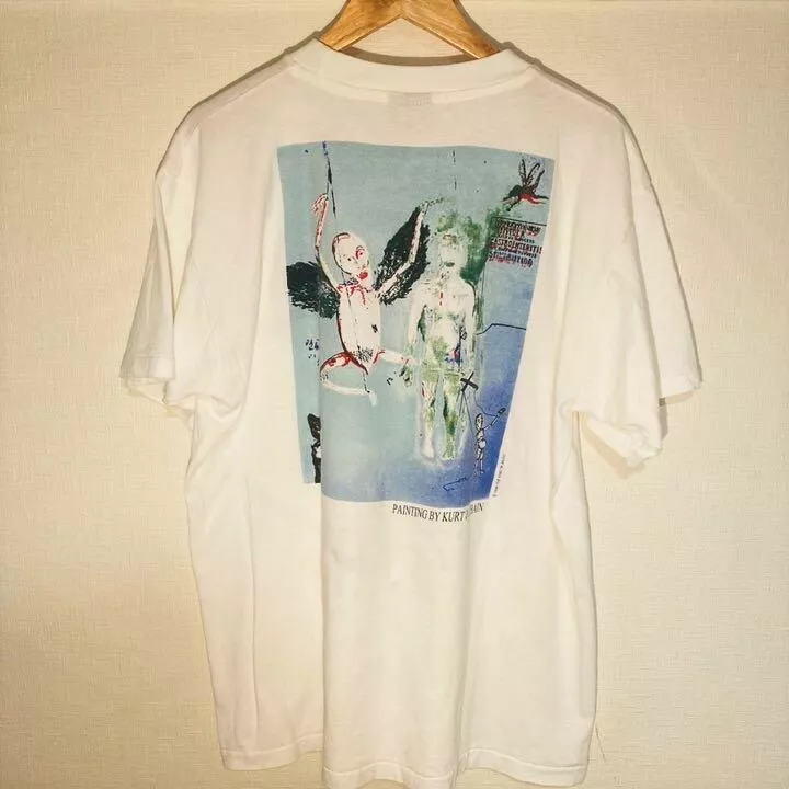 Vintage 90s Kurt Cobain Nirvana T Shirt Memorial White Size XL